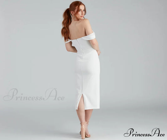 Sheila Crepe Corset Charming Midi Formal Dress BROWN / XS