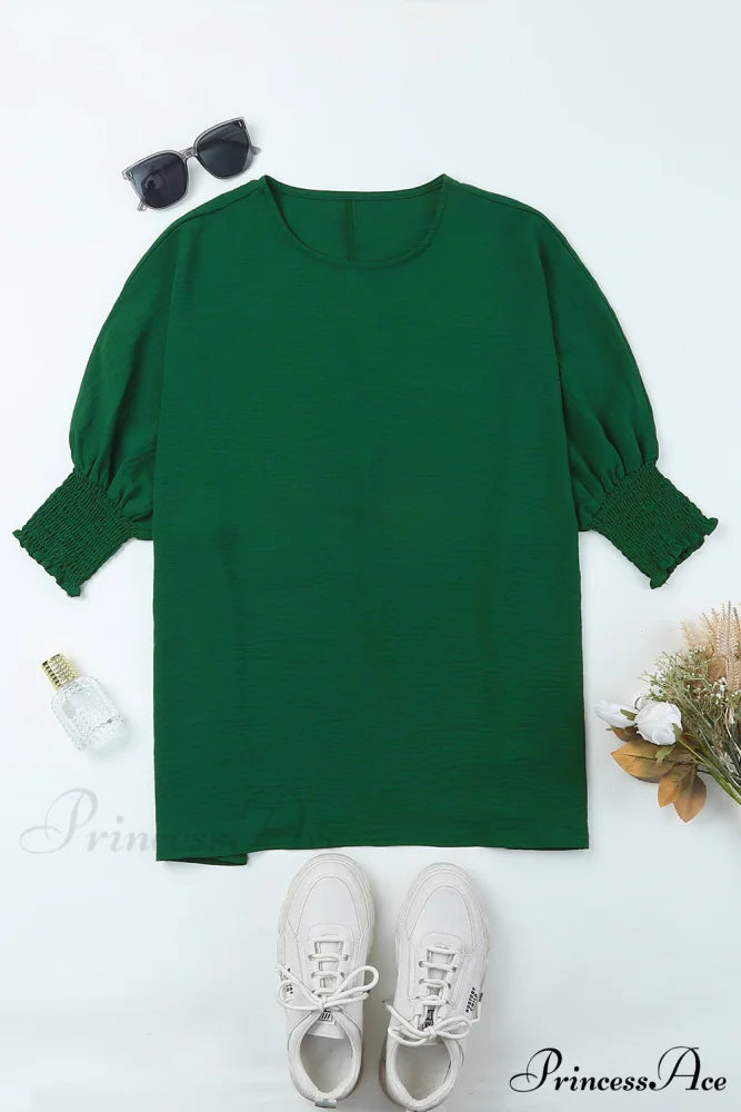Shift Top Wrist Smocked - Green