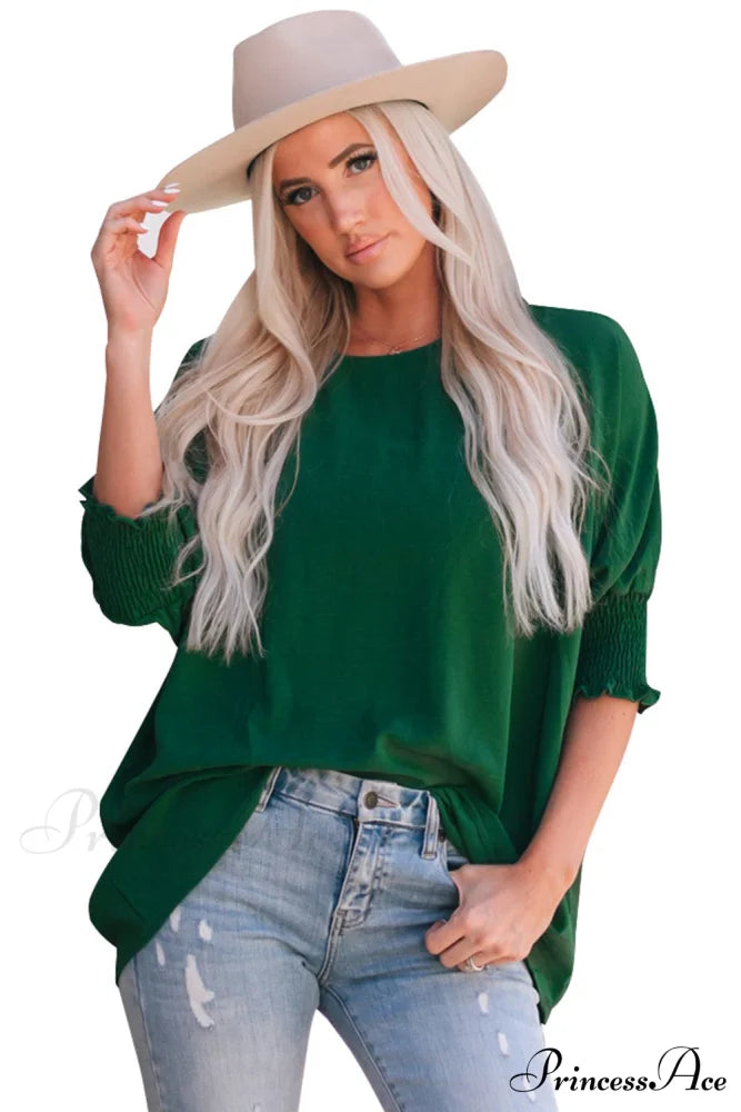 Shift Top Wrist Smocked - Green