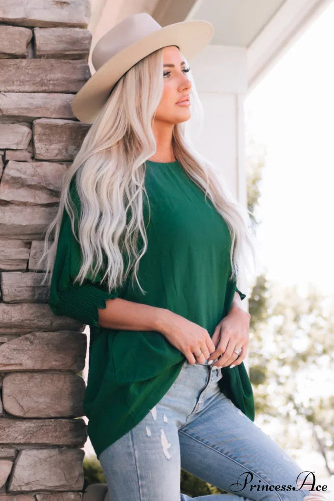 Shift Top Wrist Smocked - Green