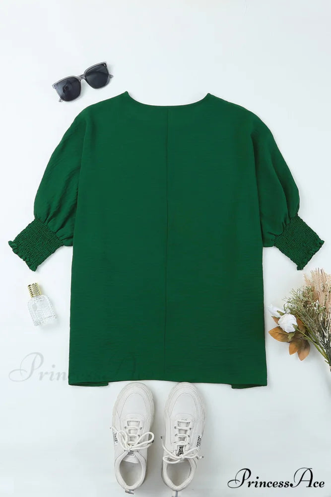 Shift Top Wrist Smocked - Green