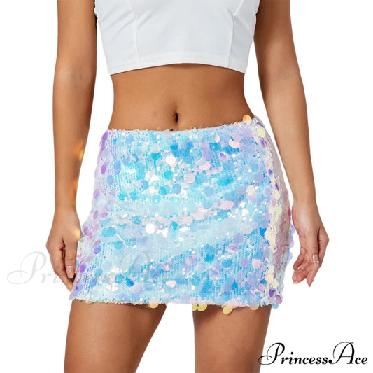 Shimmer Sequin Sparkle Mini Skirt Blue / S skirts-250223