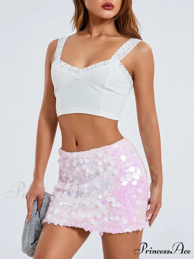 Shimmer Sequin Sparkle Mini Skirt skirts-250223