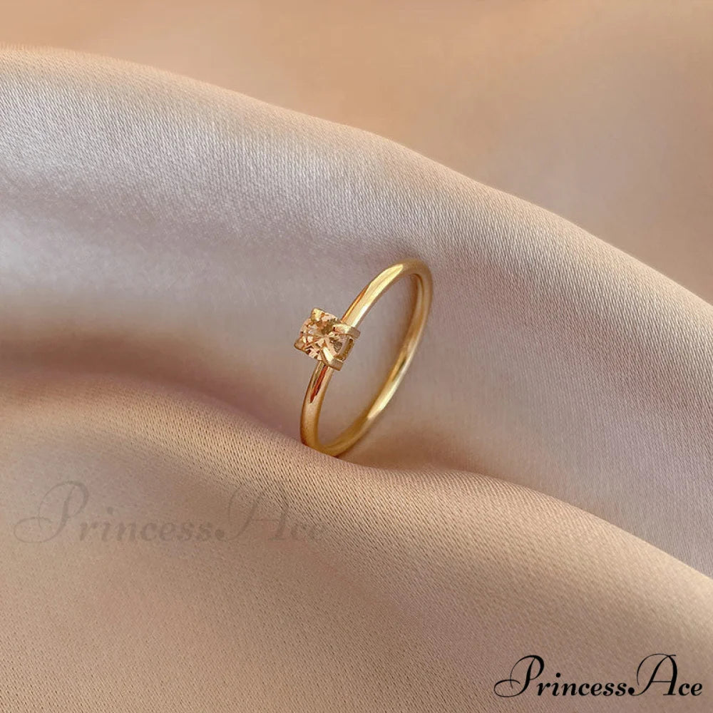 Shining Colorful Zircon Custom Closed Rings gold + champagne / 6