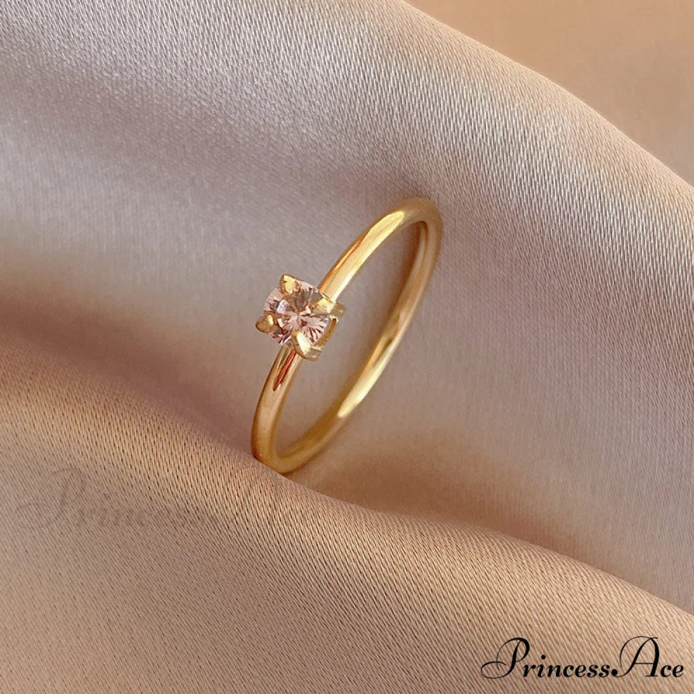 Shining Colorful Zircon Custom Closed Rings gold + pink / 6