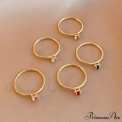 Shining Colorful Zircon Custom Closed Rings gold + white / 6