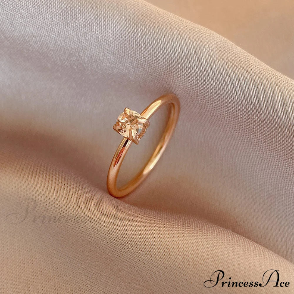 Shining Colorful Zircon Custom Closed Rings rose gold + champagne / 6