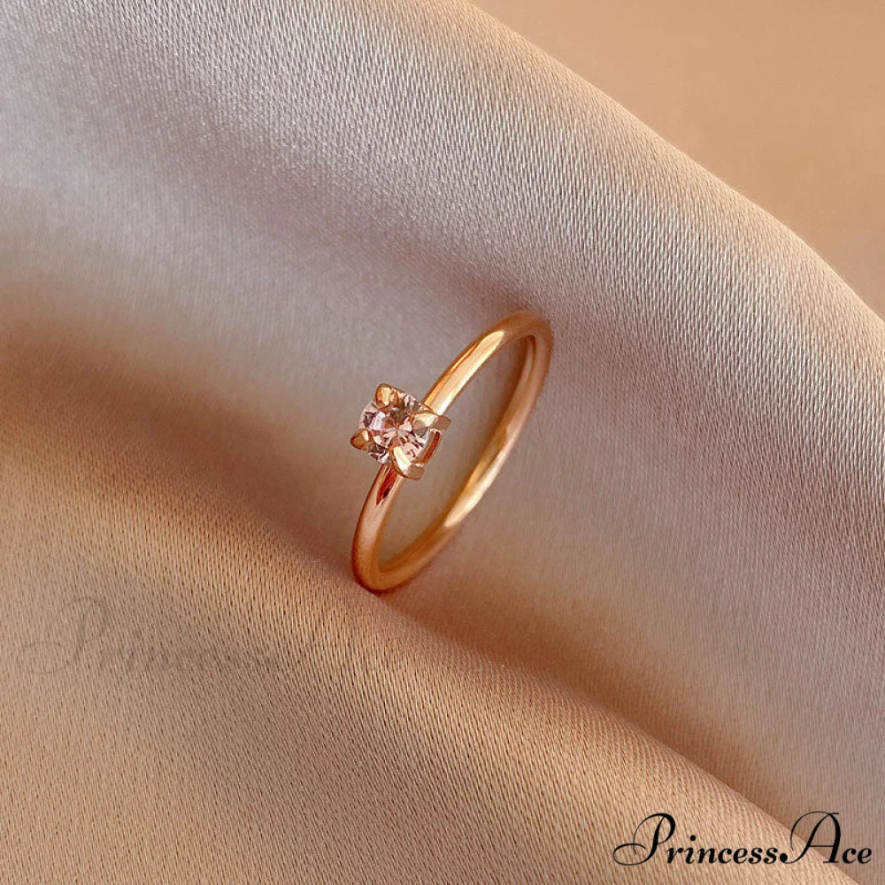 Shining Colorful Zircon Custom Closed Rings rose gold + pink / 6