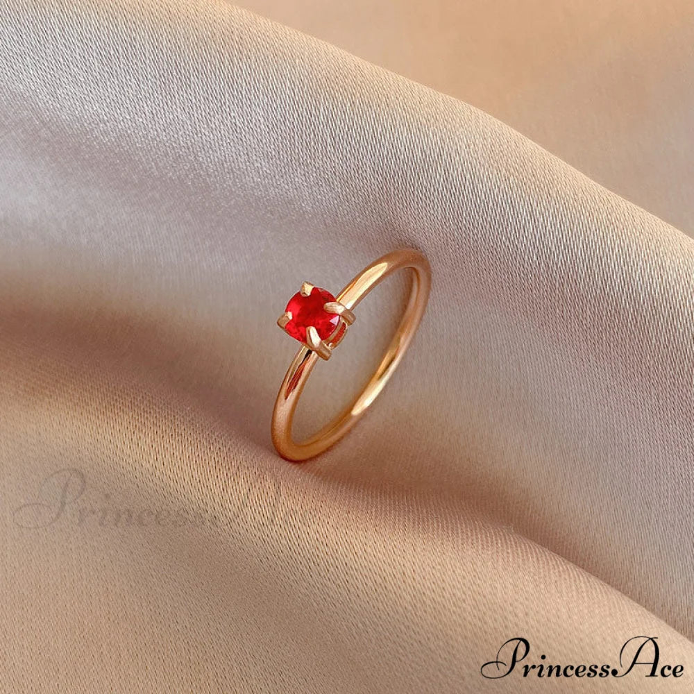 Shining Colorful Zircon Custom Closed Rings rose gold + red / 6