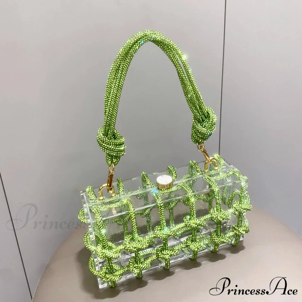 Shiny Crystal Handcrafted Nighttime Clutch Purse Green clutchbag-250126