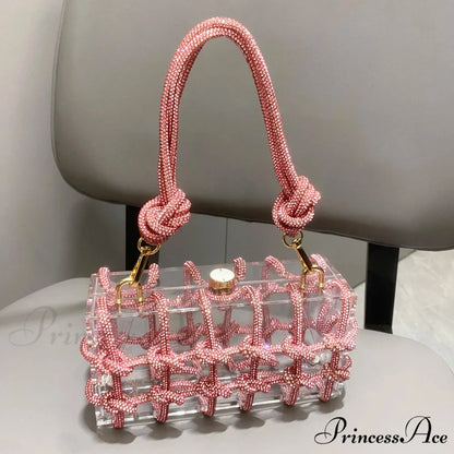 Shiny Crystal Handcrafted Nighttime Clutch Purse Pink clutchbag-250126