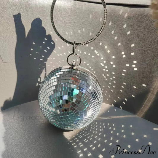 Shiny Disco Ball Celebration Purse Wristlet (20cm / Silver wristlet-250126