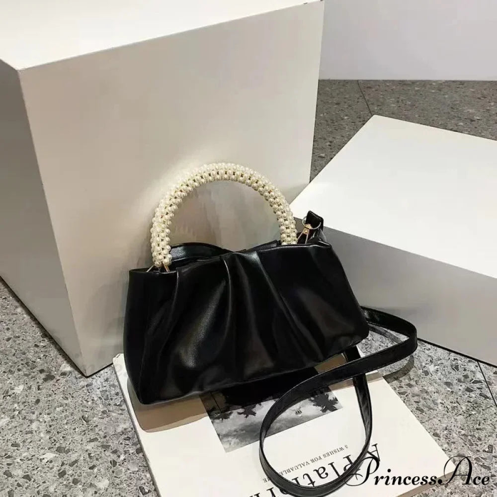 Shiny Grip Evening Purse Handbag Black handbag-250126