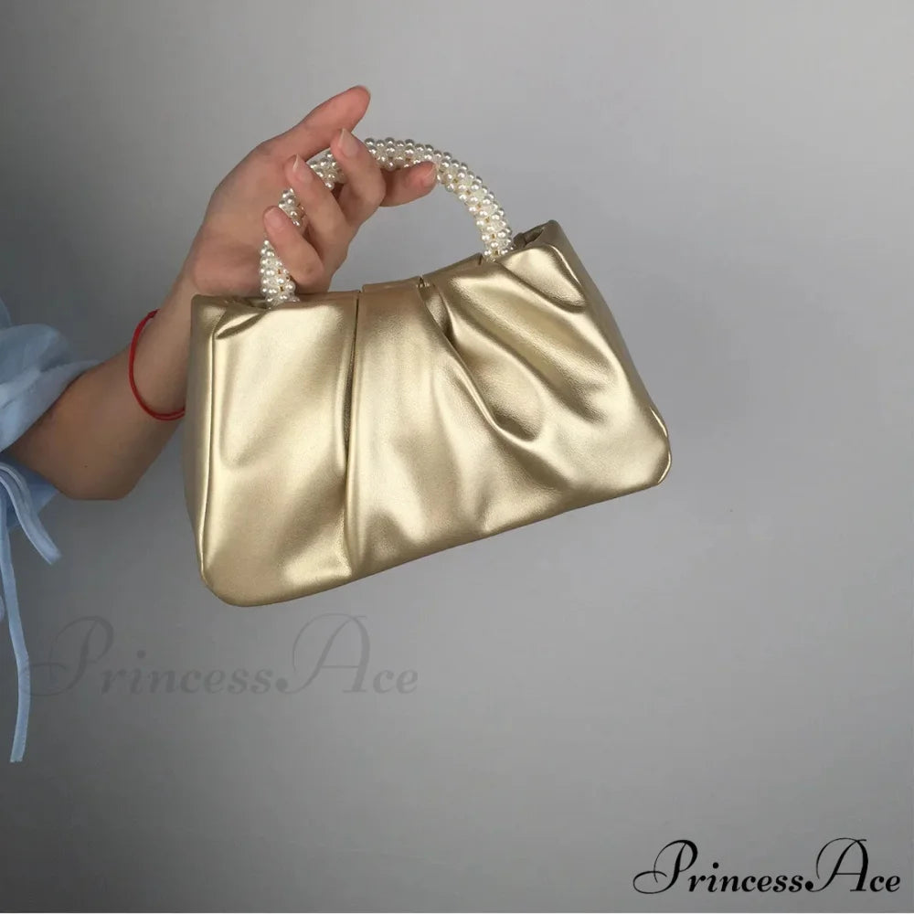 Shiny Grip Evening Purse Handbag Gold handbag-250126