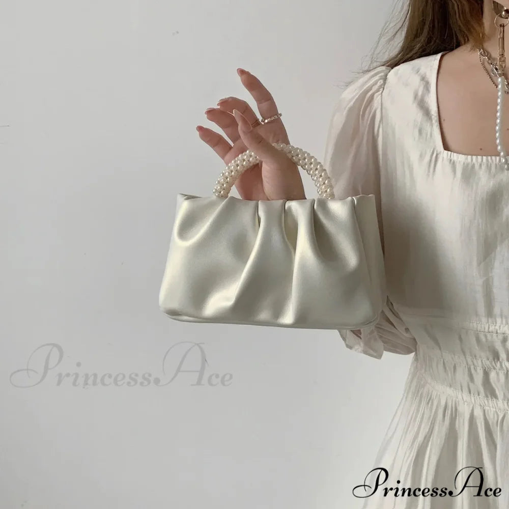 Shiny Grip Evening Purse Handbag White handbag-250126