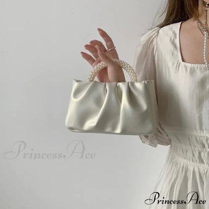 Shiny Grip Evening Purse Handbag White handbag-250126