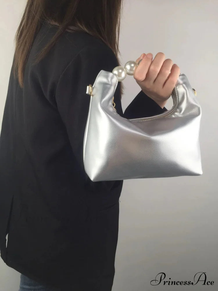 Shiny Grip Stylish Ladies Clutch Purse Silver clutchbag-250126