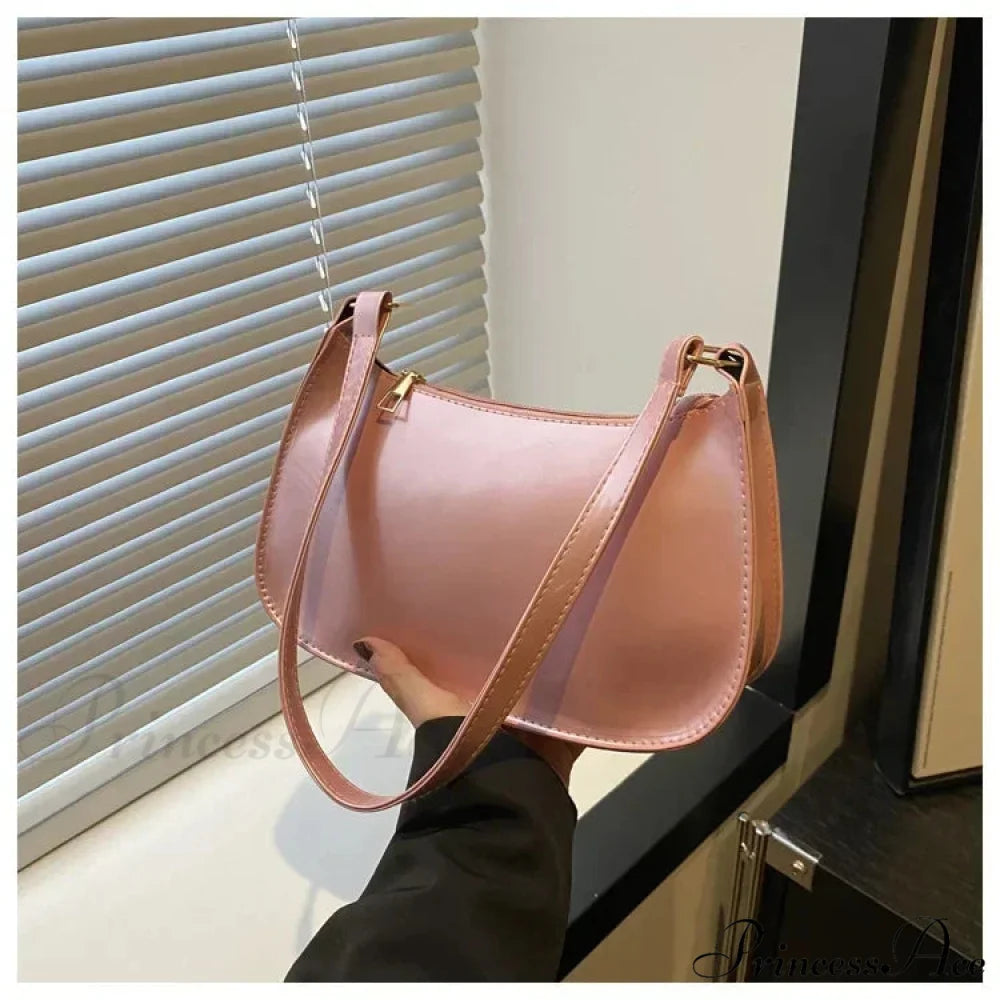 Shiny Leather Designer Shoulder Purse Pink shoulder-250126