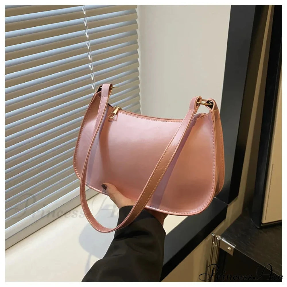 Shiny Leather Flexible Style Shoulder Bag Pink shoulder-250126