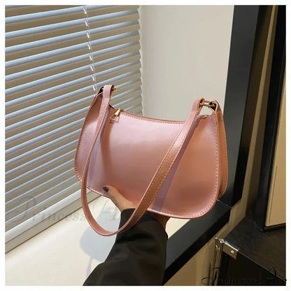 Shiny Leather Flexible Style Shoulder Bag Pink shoulder-250126