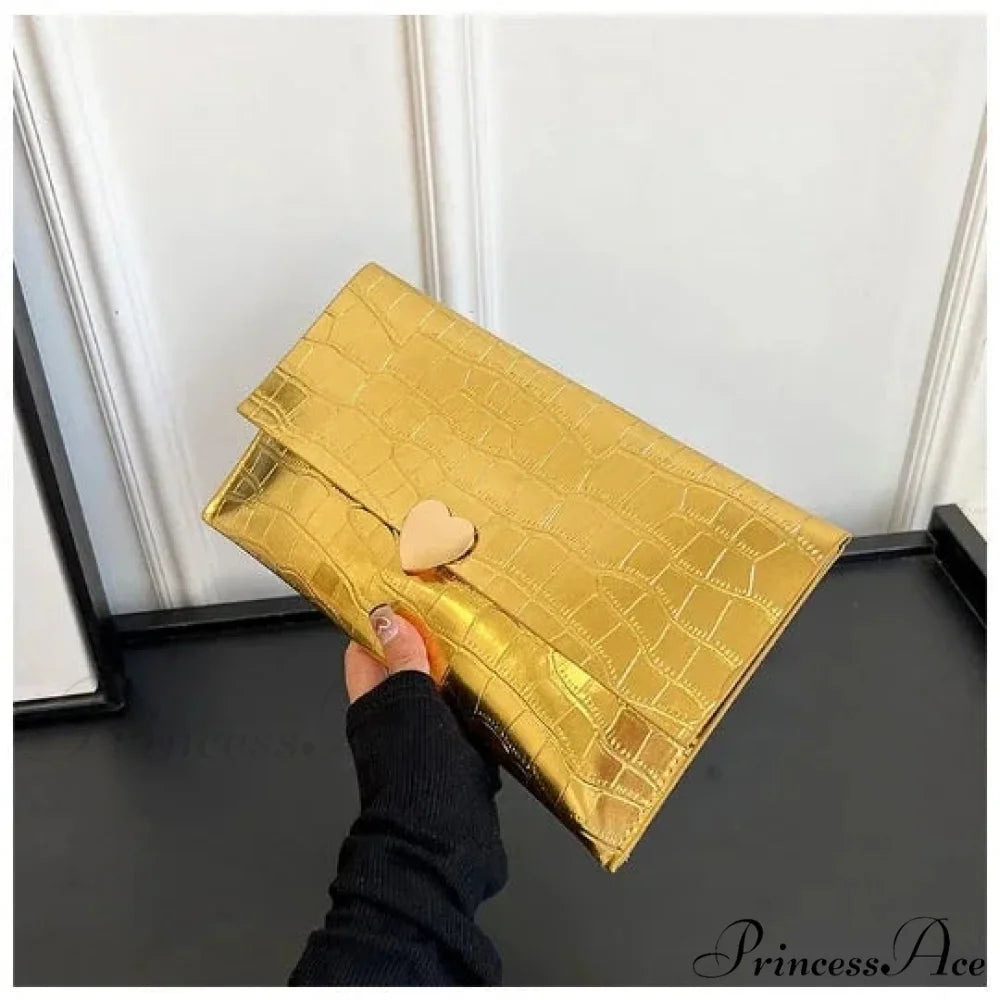 Shiny Night Feast Pouch Wristlet 29X16cm / Gold wristlet-250126