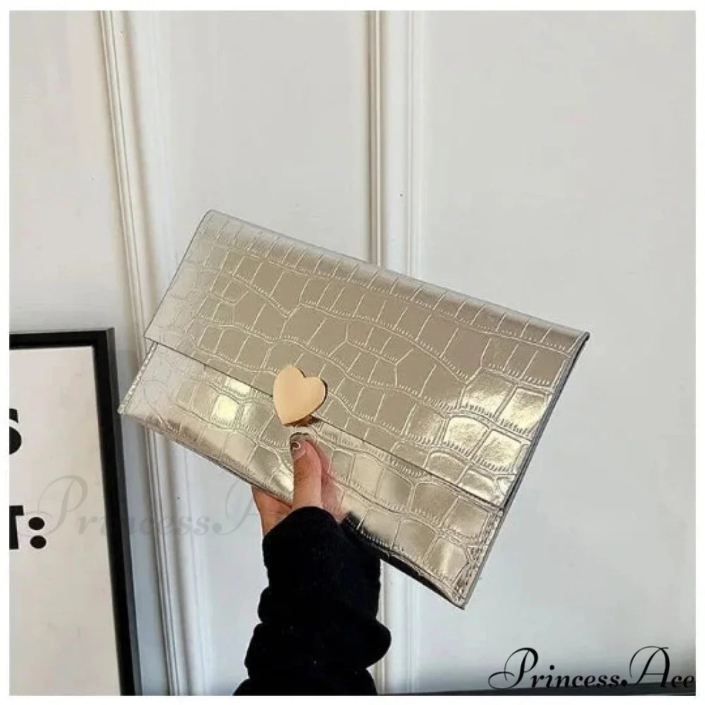 Shiny Night Feast Pouch Wristlet 29X16cm / Silver wristlet-250126