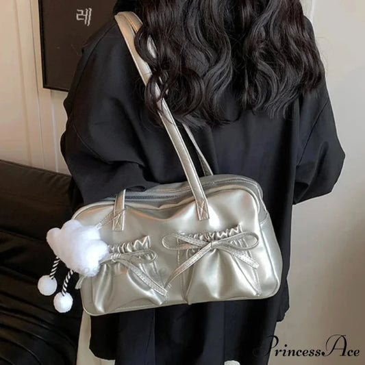 Shiny PU Stitching Thread Shoulder Bag shoulder-250126
