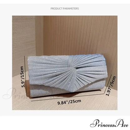 Shiny Sparkling Clutch Evening Bag High-End Party Shoulder Bag SILVER clutchbag-250126