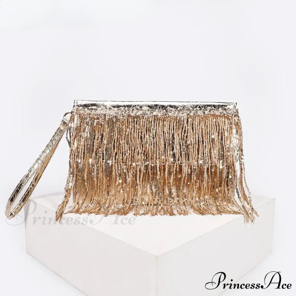 Shiny Sparkling Crystal Evening Clutch Wristlet Gold wristlet-250126