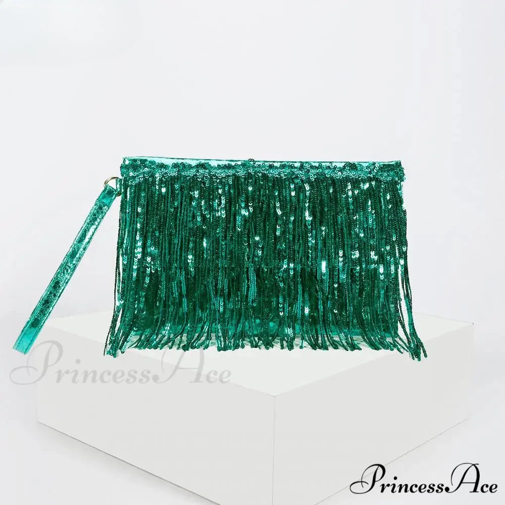 Shiny Sparkling Crystal Evening Clutch Wristlet Green wristlet-250126
