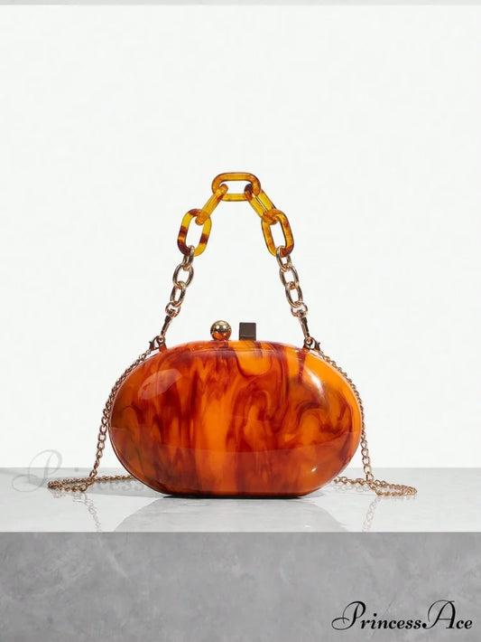 Shiny Tan Citrus Acrylic Box Evening Clutch Purse picture show1 clutchbag-250126