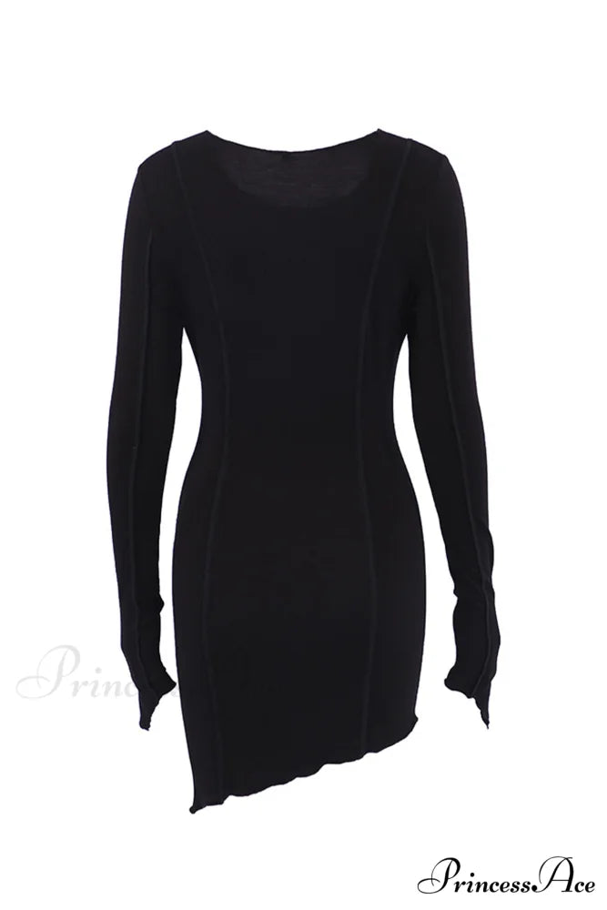 Shirred Long Sleeve Bodycon Mini Dress