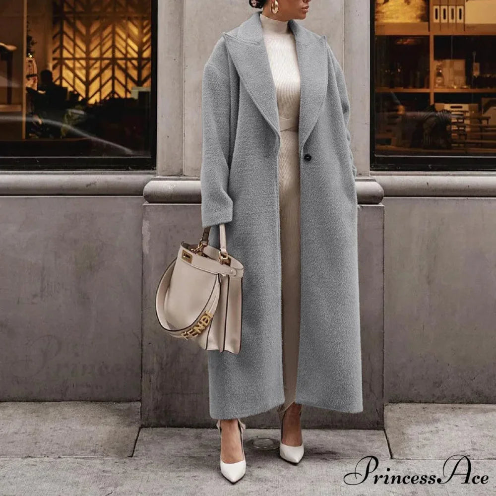 Shirt Collar Soft Rotate Collar Cold Weather Overcoat Gray / S overcoats-241228