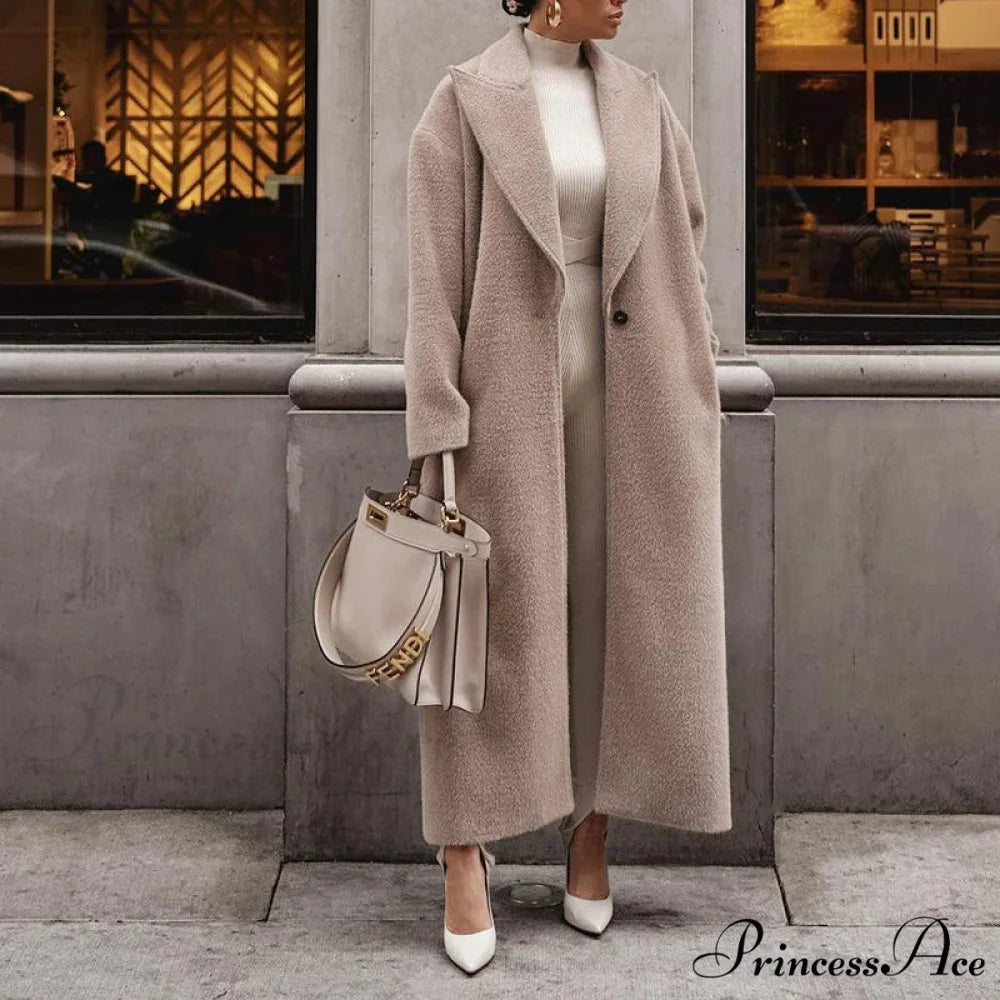 Shirt Collar Soft Rotate Collar Cold Weather Overcoat Khaki / S overcoats-241228