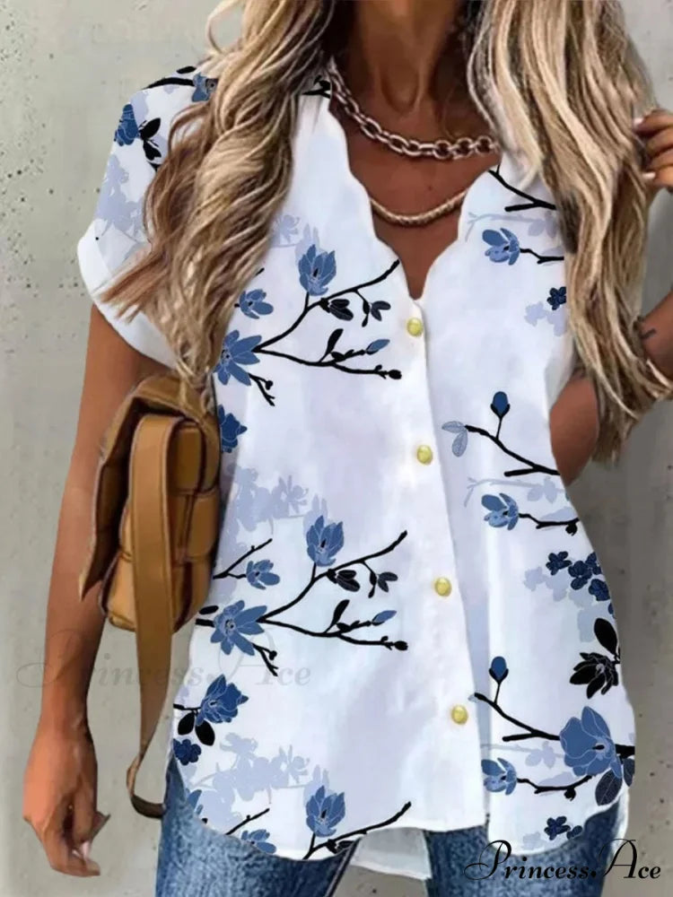 Shirt Floral Daily Weekend Floral Blouse White / S