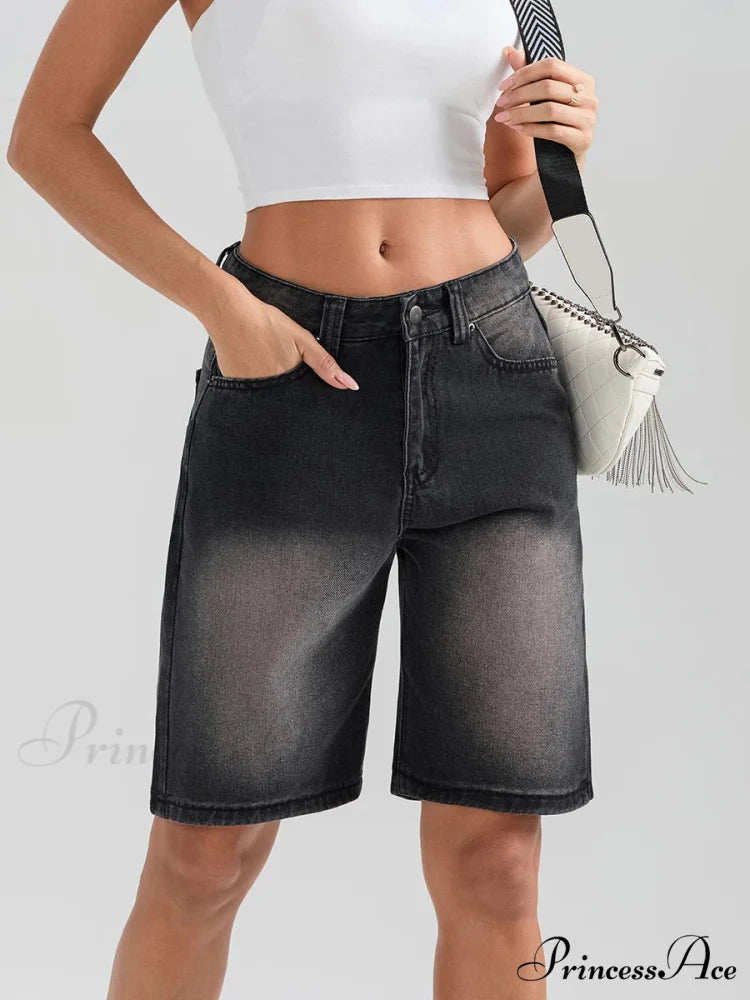 Short Button Denim Short Black / S short-250223