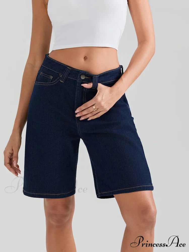 Short Button Denim Short DEEP BLUE / S short-250223