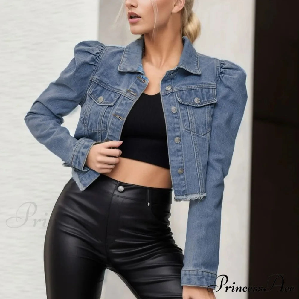 Short Lapel Pocket Button Cardigan Outerwear Tops Winter Outer Warm Chic Stylish Elegant Fashionable Jacket Dark Blue