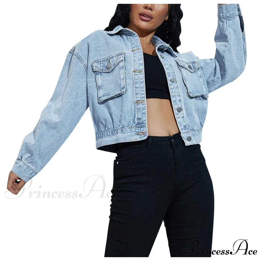 Short Long Sleeve Single Breasted Drop Shoulder Pocket Crop Warm Chic Stylish Fashionable Versatile Jacket