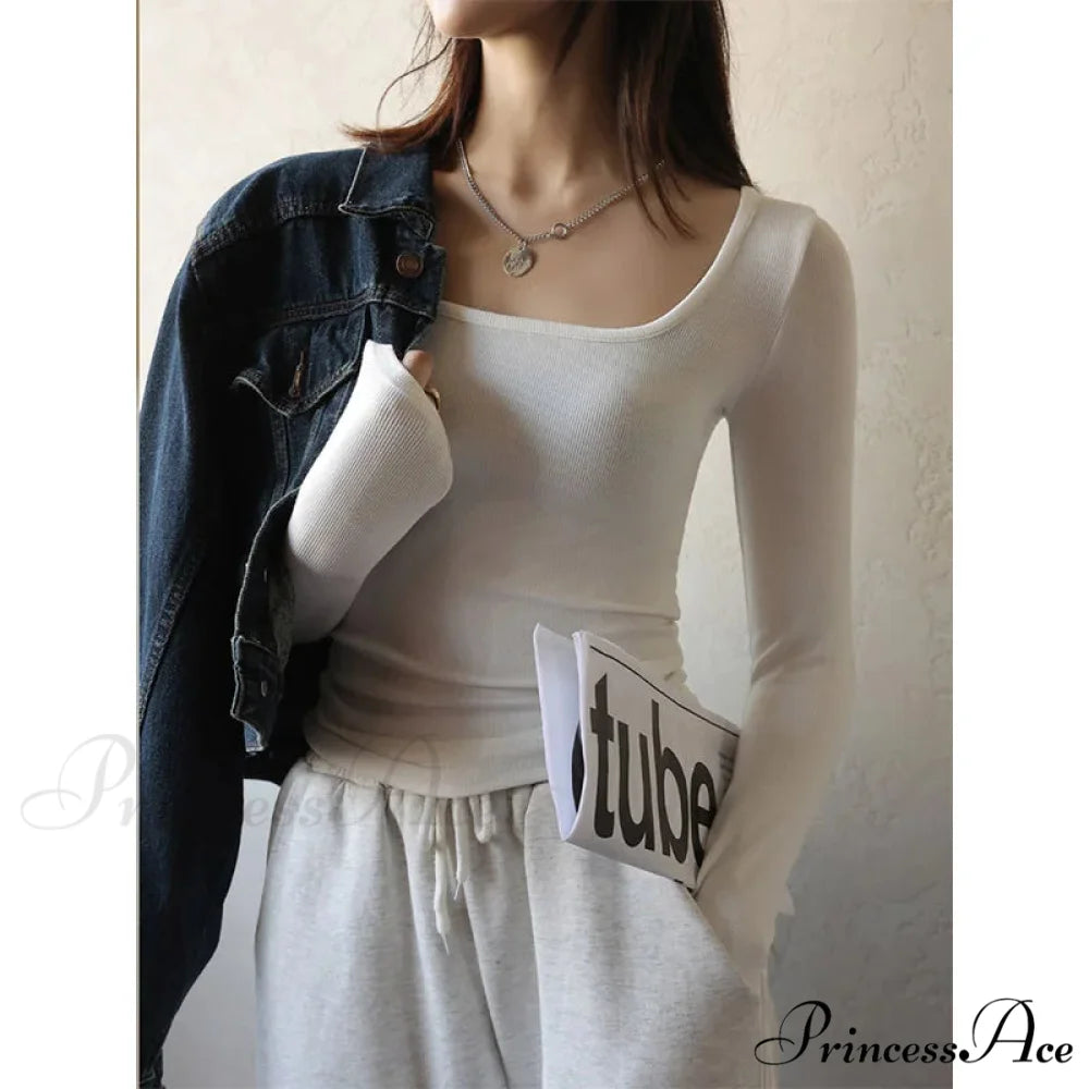 Short Neck Undercoat Trim Fit Sweater WHITE / S swraters-241228