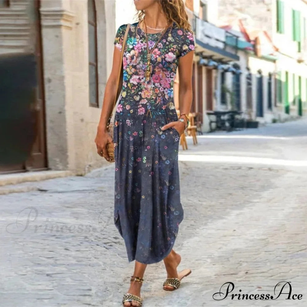 Short Sleeve Bohemian Long Dresses