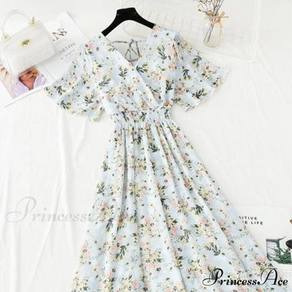 Short sleeve Chiffon Dress white 1 / S