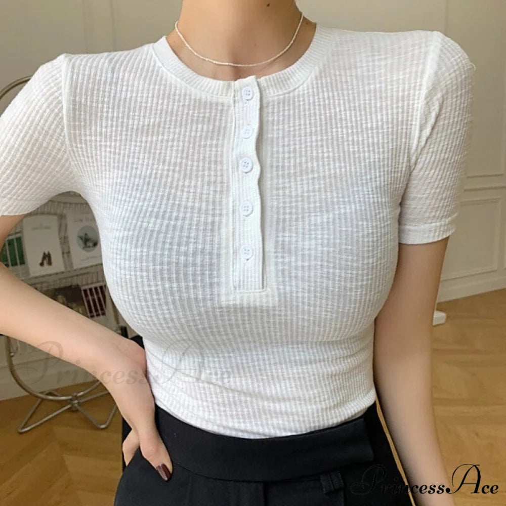 Short Sleeve Cotton Tee Shirt white / S