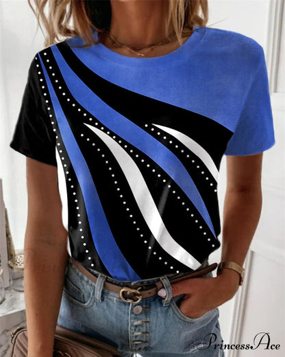 Short-sleeve crewneck with T-shirt print Blue / S