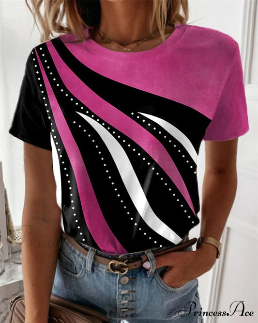 Short-sleeve crewneck with T-shirt print Fuchsia / S