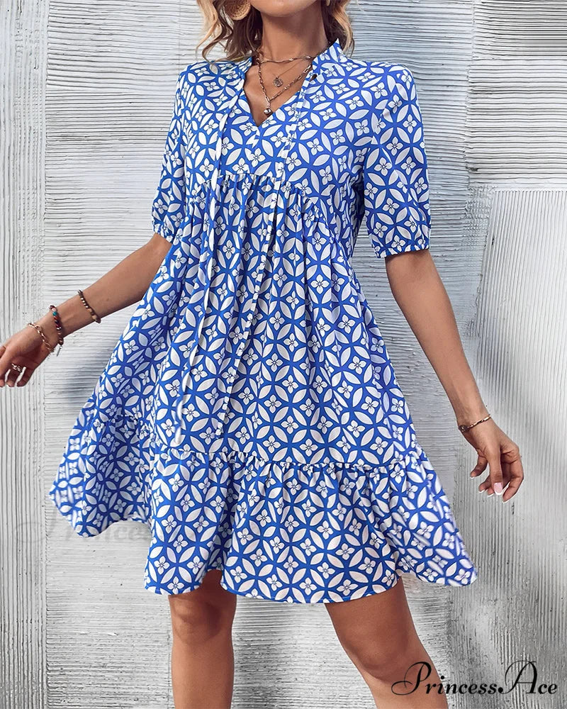 Short Sleeve Dress - Fresh Print