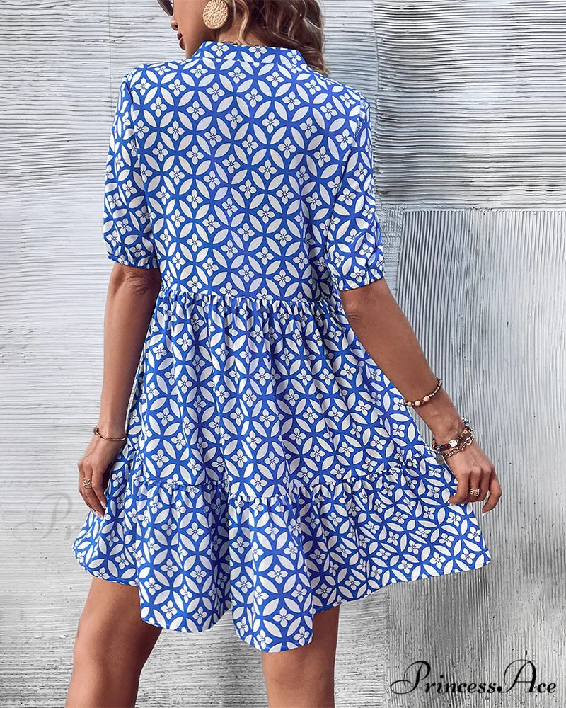 Short Sleeve Dress - Fresh Print