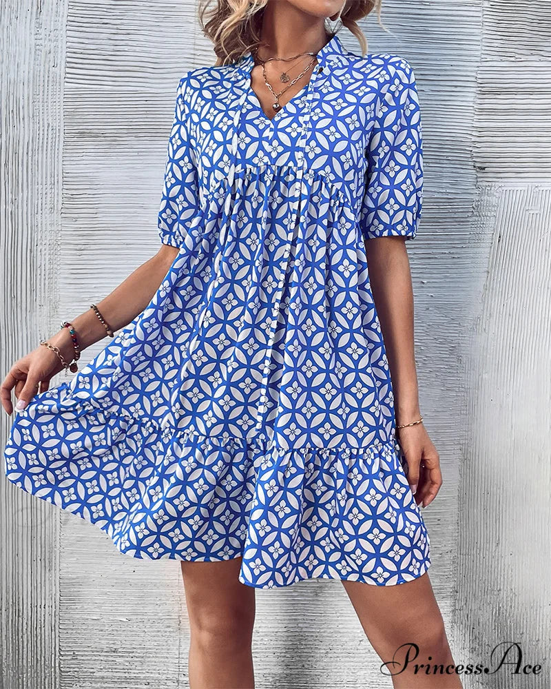 Short Sleeve Dress - Fresh Print