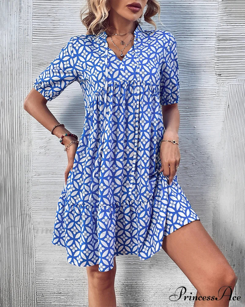Short Sleeve Dress - Fresh Print