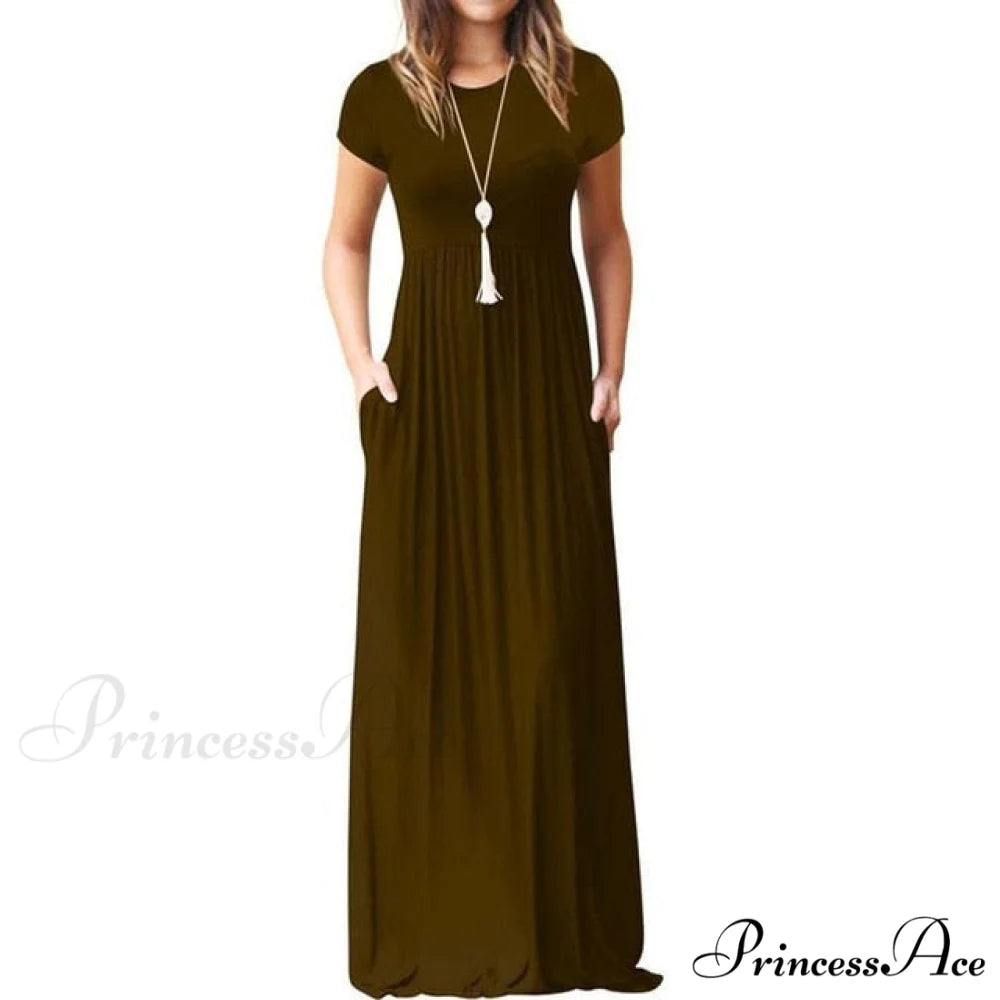 Short Sleeve Ladies Party Casual Dresses Auburn / S